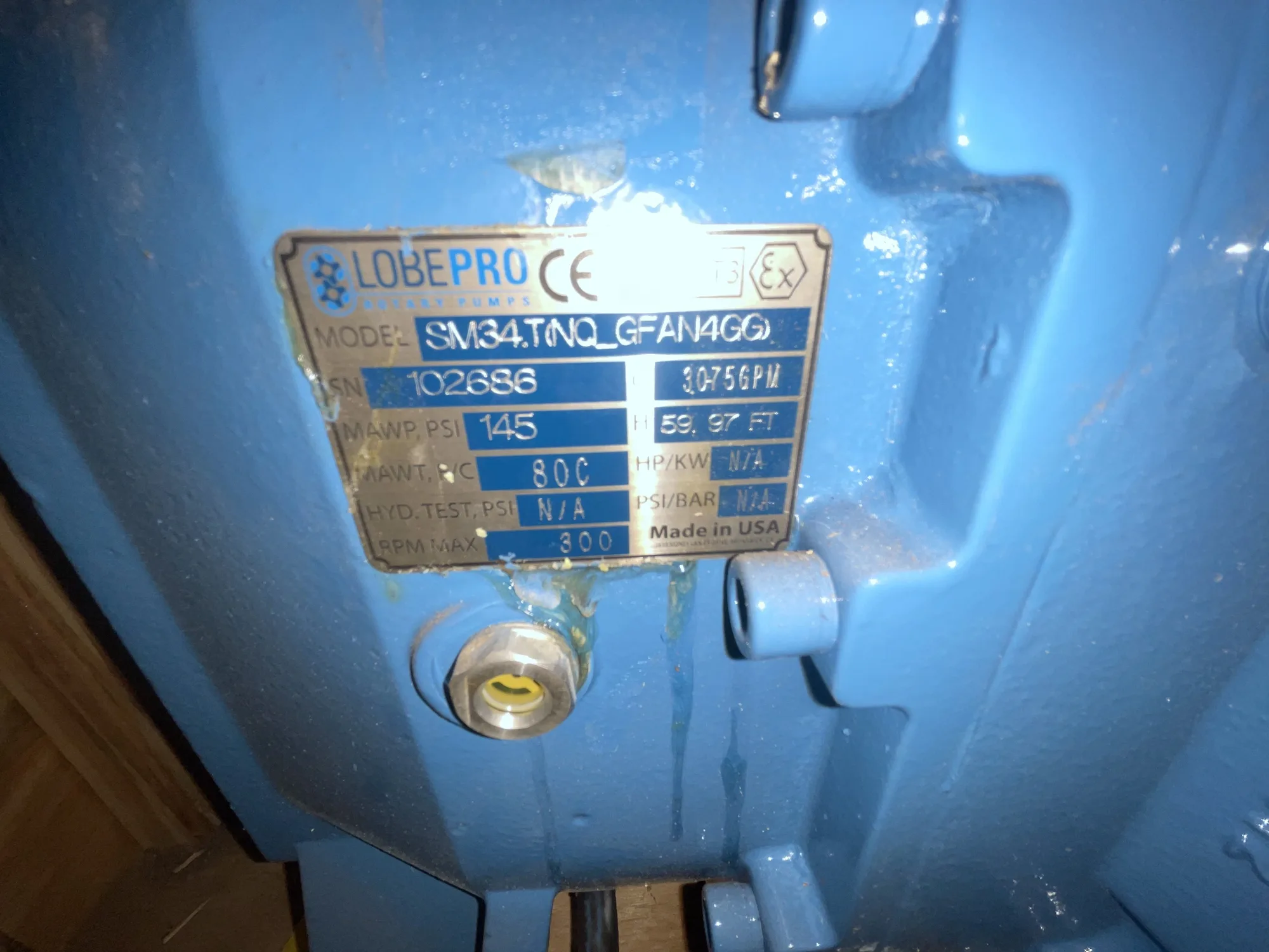 Lobepro Rotary Pump SM34.TNQ-GFAN4GG New Storeroom Spare