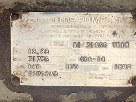 Goulds 3175 size 4×6-14 Stainless Steel Pump