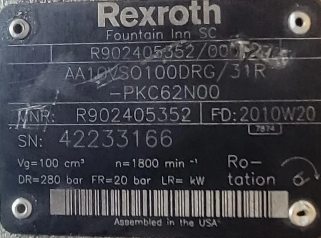Rexroth AA10VSO100DRG/31R-PKC62N00 Hydraulic Pump New Storeroom Spare
