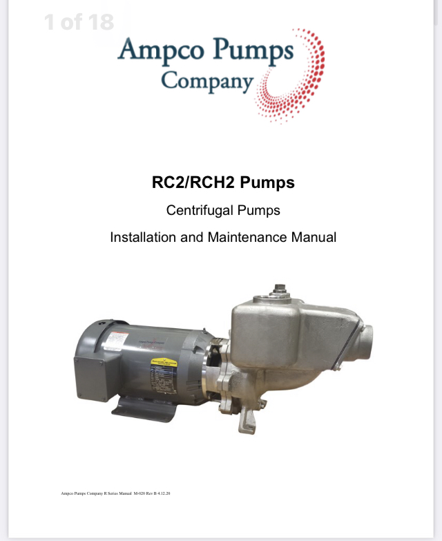 Ampco Pumps RC2/RCH2  Centrifugal Pump, New Storeroom Spare