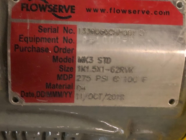 Durco Flowserve 1K1.5×1-62 RVK D4 Material 2 HP New Storeroom Spare Stainless Steel Pump