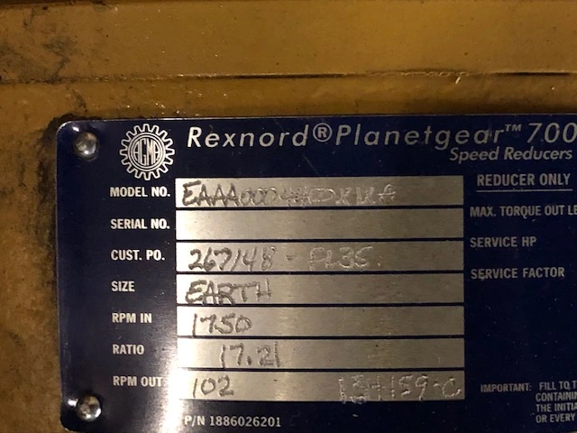 Rexnord Planet Gear 7000 size EARTH, New Storeroom Spare