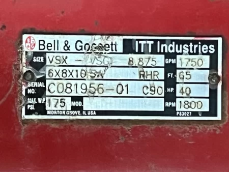 Bell & Gossett VSX – VSC 6x8x10.5A Pump , New Storeroom Spare