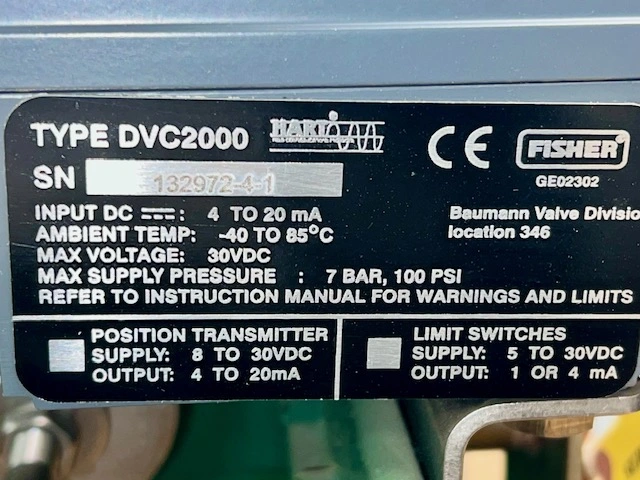 1-1/2″ Fisher Baumann Model 32.24588SVF Control Valve , New Storeroom Spare