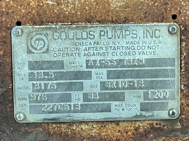 Goulds 3175 8×10-18 Stainless Steel Paper Stock Process Pump