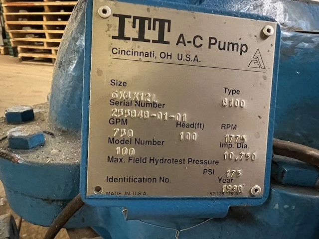 ITT A-C 8100 6x4x12L Split Case Pump