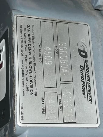 Gardner Denver DuroFlow GGDCBDA Catalog No. 4509 Blower , New Storeroom Spare