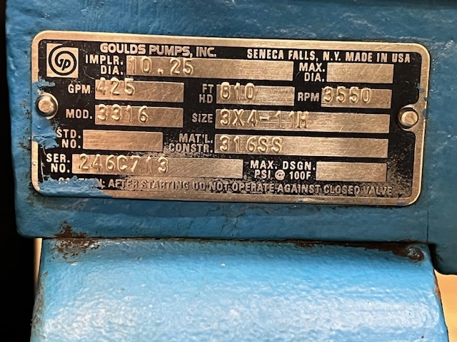 Goulds 3316 3×4-11H Stainless Steel Pump