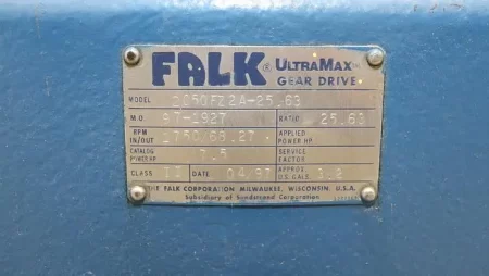 Falk 2050FZ2A-25.63 Gear Drive, 25.63/1 Ratio, 1750 Input RPM, 68.27 Output RPM, 7.5 Catalog HP