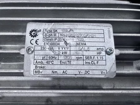 Nord 9032AZD-100 L/4 Gear Reducer with 3HP Motor
