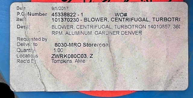 Hoffman Lamson RECFZ TurboTron Regenerative Blower