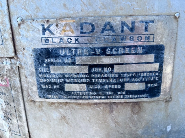 Black Clawson Kadant Ultra-V UV200 Slotted Pressure Screen