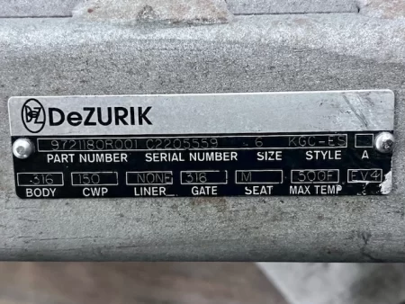 6″ Dezurik KGC-ES Stainless Steel Air Operated Knife Gate Valve New Storeroom Spare