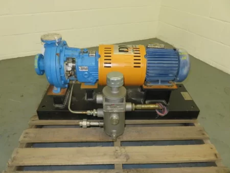 Goulds pump model 3196 STi size 1×1.5-8 with base and motor, Unused Spare Store Room